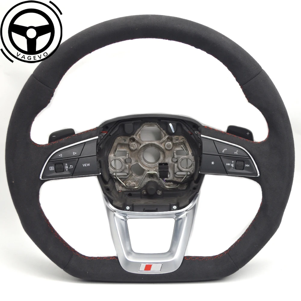 

For Audi Q3 F3 Red Stitching Full Suede Leather Multifunctional Steering Wheel With Paddles