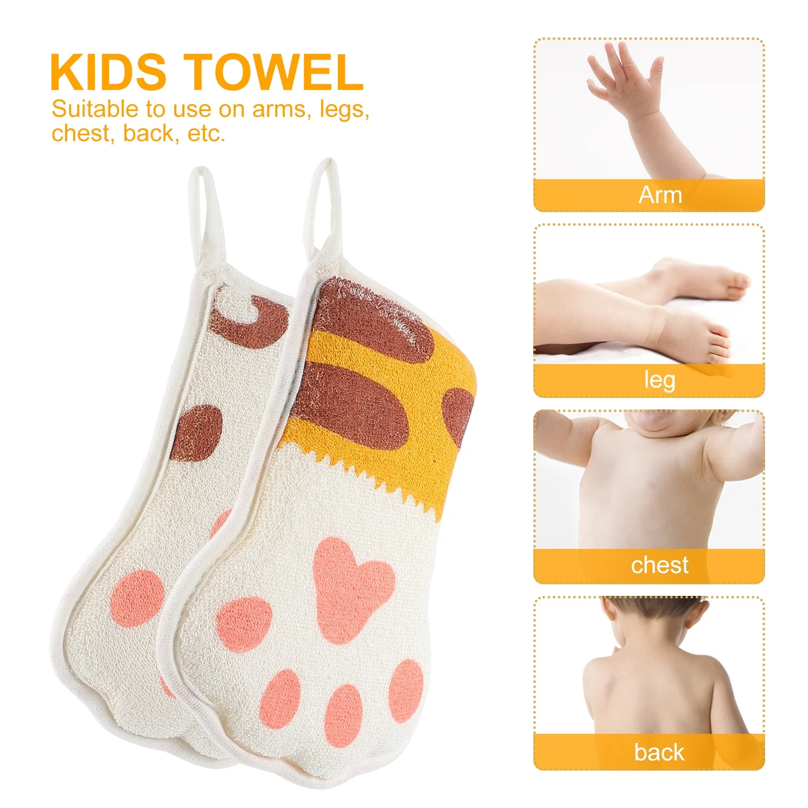 

2Pcs Baby Bath Sponge Cartoon Paw Gentle Exfoliating Kids Shower Towel Toddler Bath Scrubber Children Use Kids Towel