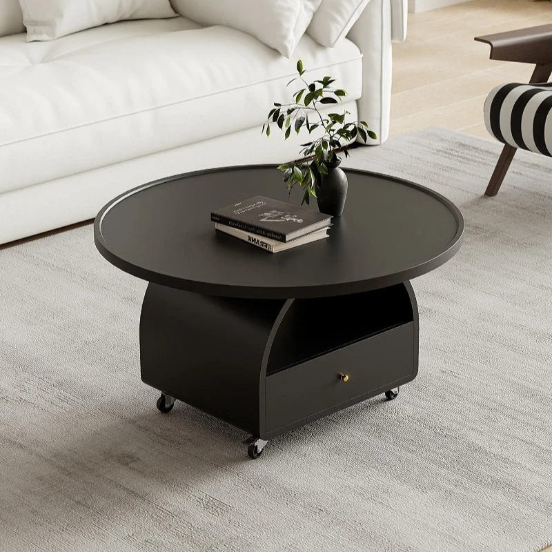 Luxury Multifunctional Wooden Round Coffee Table Small Space Coffee Table With Storage Nordic Mesa De Jantar Hotel Furniture