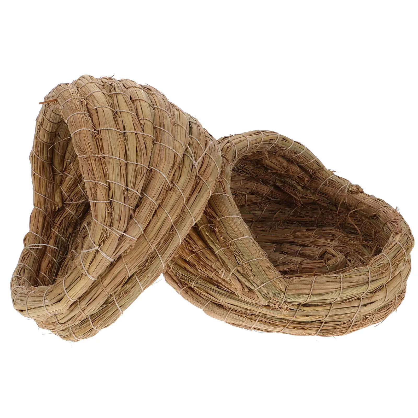 2Pcs Chicken Laying Nest Bed 7.86 Inch Natural Straw Nesting for Hens Weather Resistant Coop Nest Small Animal Sleeping