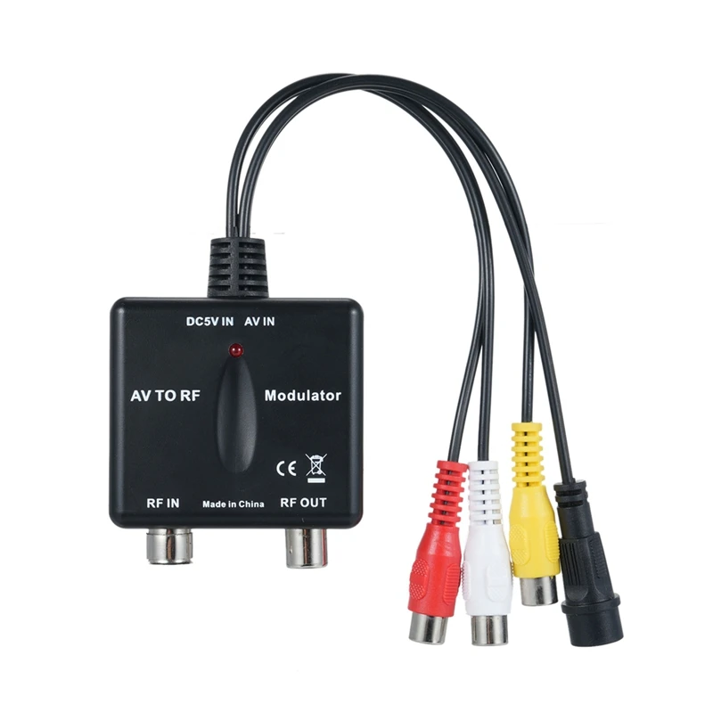 

Mini RF Modulator AV To RF Modulator Output NTSC CH3 Channels PLL Controlled VHF Operating Frequency