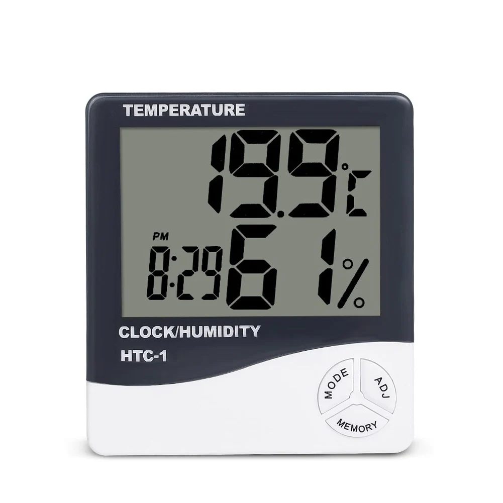 Digital Humidity Meter Smart Thermometer Hygrometer LCD Display Weather Station Clock for Indoor Outdoor for Weather Air Quality