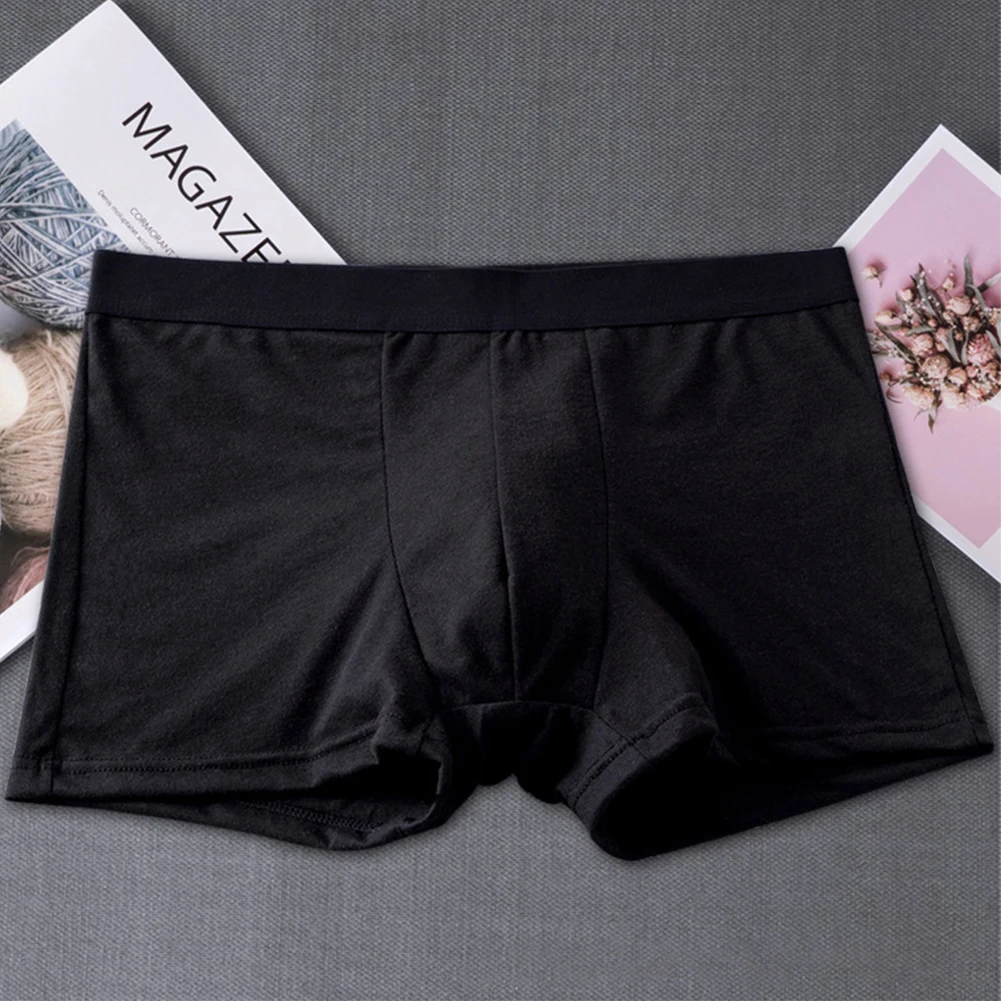 

Mens Underwear Breathable Solid Shorts Casual Briefs Elastic Waist Soft Underpants Skin-friendly Sleepwear Male Panties