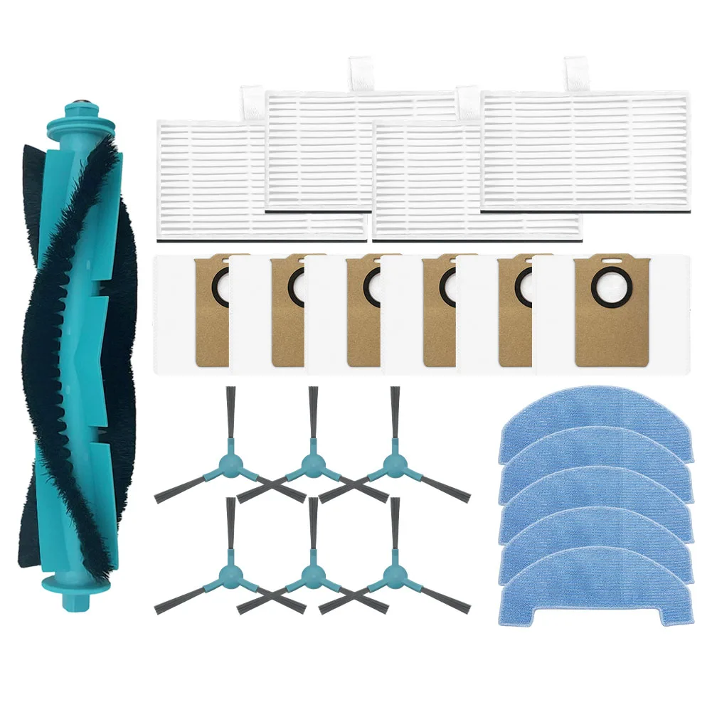 Roller Brush Set with Composite Non Woven Fabric Filters Dust Bags Side Brushes for Midea VCR11 VCR11W VCR11B VCR MI6BK MI6WH