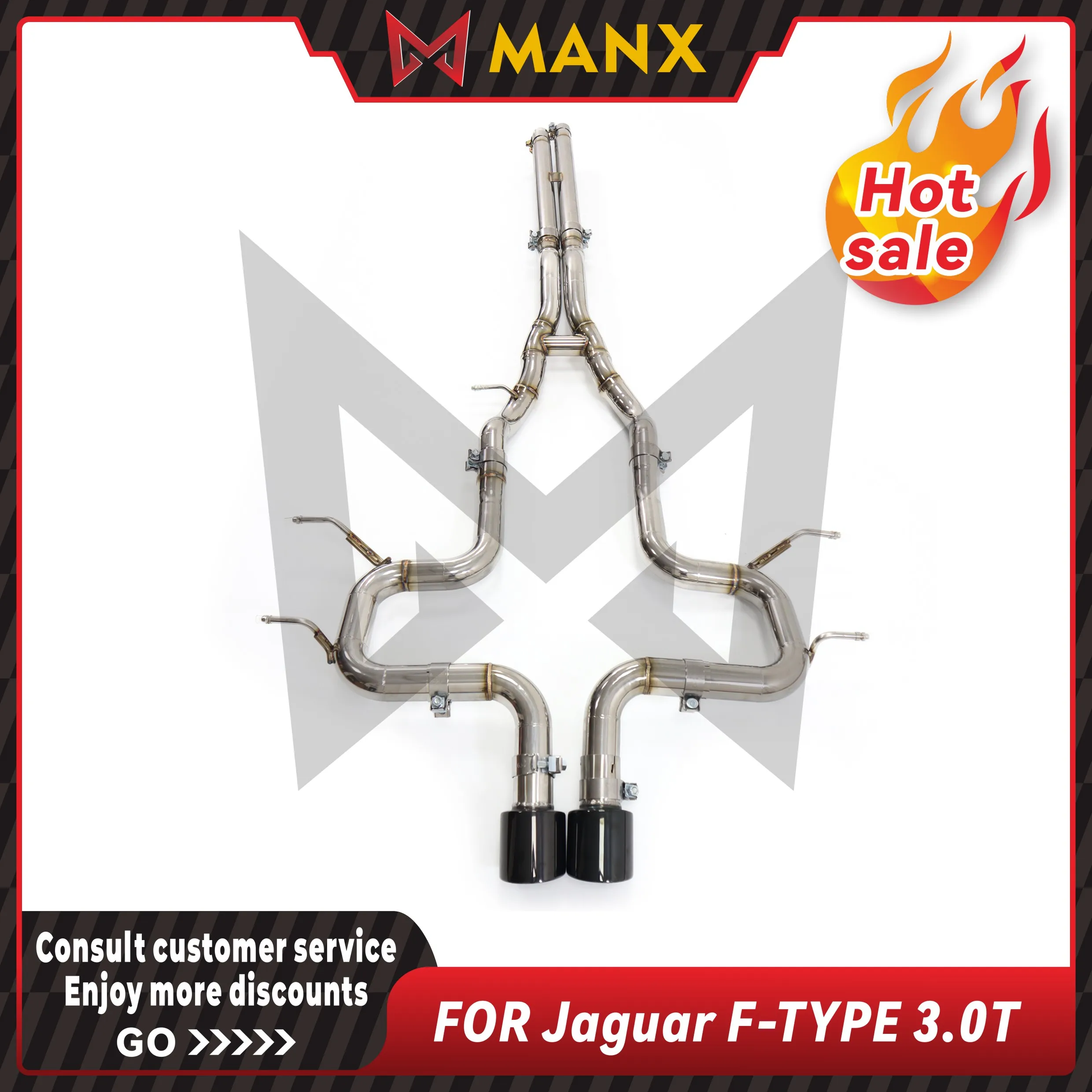 

MANX Car Exhaust system for Jaguar F-TYPE 3.0T Stainless steels Catback Performance straight-through exhaust pipe Without valve