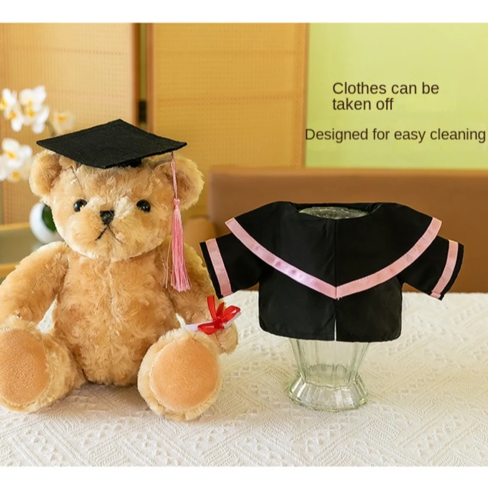 Nuovo berretto da dottore laurea orso bambola carino indossare cappotto da laurea orso di peluche giocattoli morbidi animali di peluche da 27 cm regalo per studenti