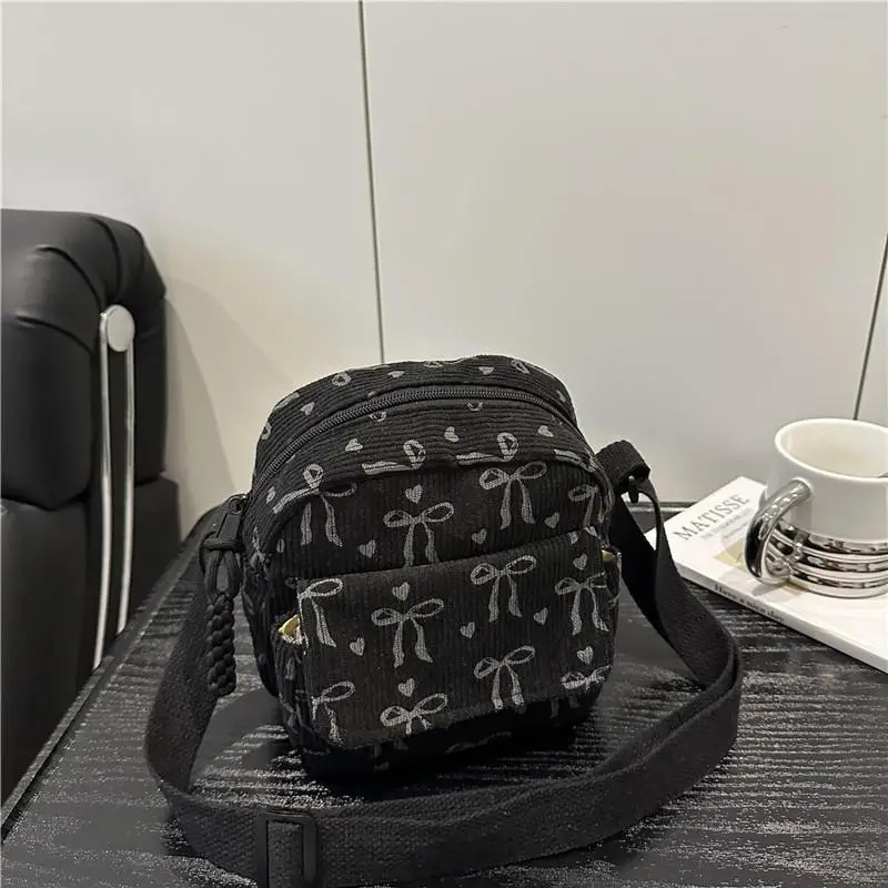 Bow Print Women Crossbody Bag Fashion Shoulder Bag Casual Sling Purse Large Capacity Daily Travel School Shopping Handbag