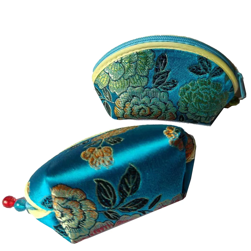 Chinese Style Jewelry Storage Bag Multi-color Silk Travel Ring Bracelet Organizer Zip Pouch Coin Beads Necklace Gift Bag