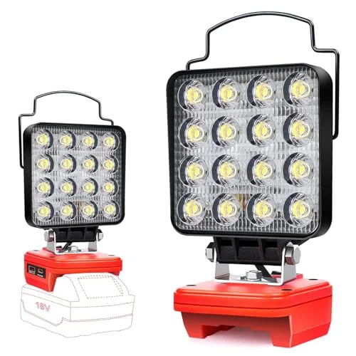 

LED work light, compatible with Milwaukee M18 18V batteries, battery-powered light, portable outdoor floodlight suitable Type-C