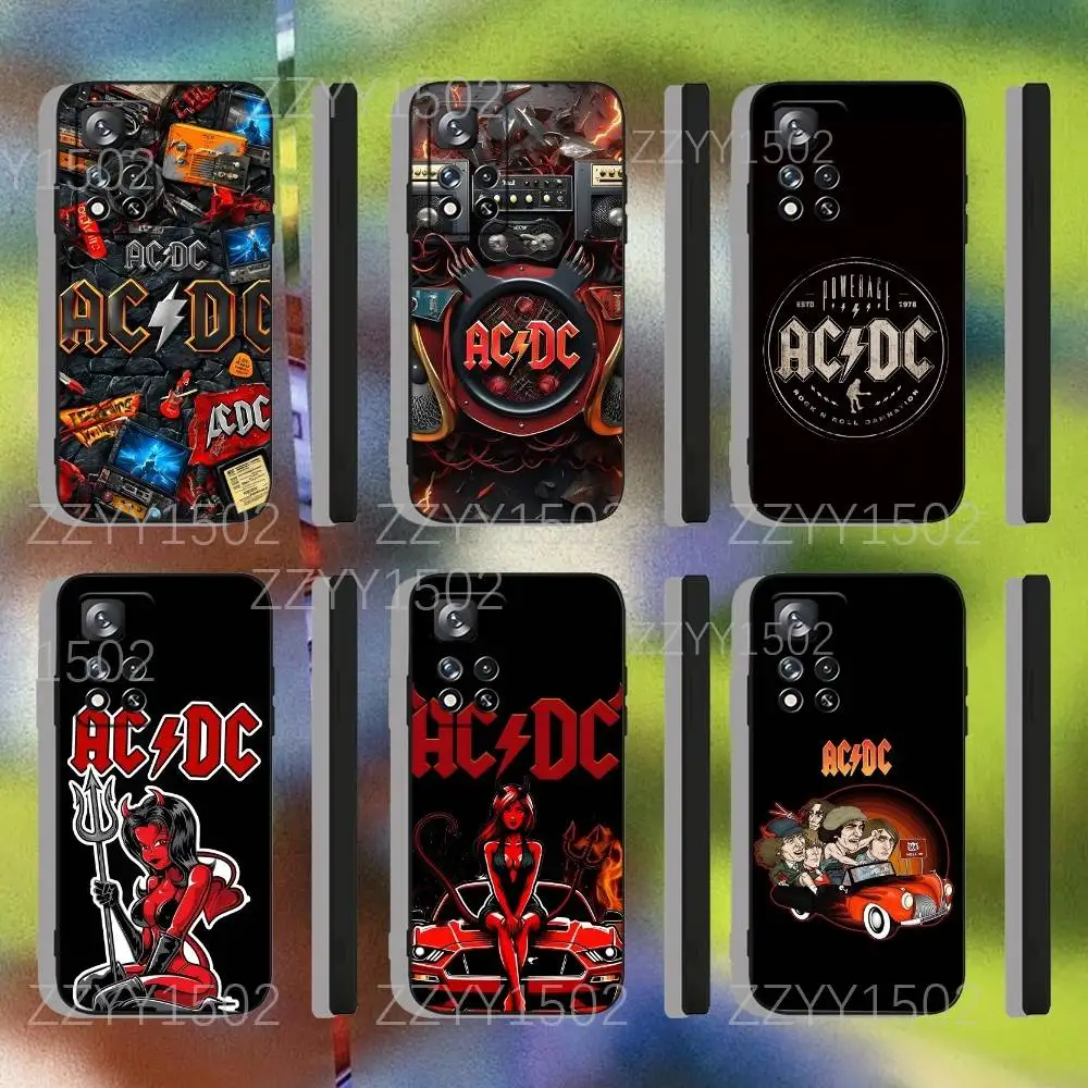 A-AC Band D-DC  Phone Case For Samsung S25,S24,Ultra,S20,S30,Plus,S22,S23,Ultra,Plus,5G Black Silicone Soft