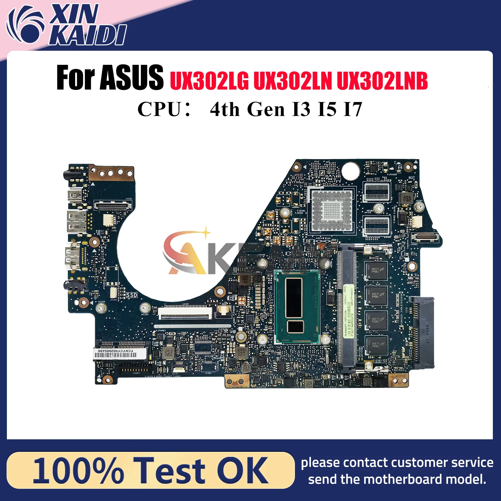 

UX302LA Материнская плата для ноутбука ASUS ZenBook UX302L UX302LNB UX302LN UX302LA UX302LG Материнская плата с процессором I3 I5 I7 ОК быстрая доставка
