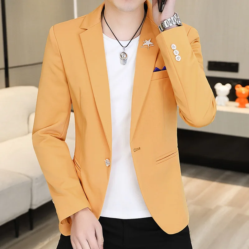 The new autumn men's mini suit is fashionable, trendy, slimming, cool and high-end Korean-style top and suit jacket