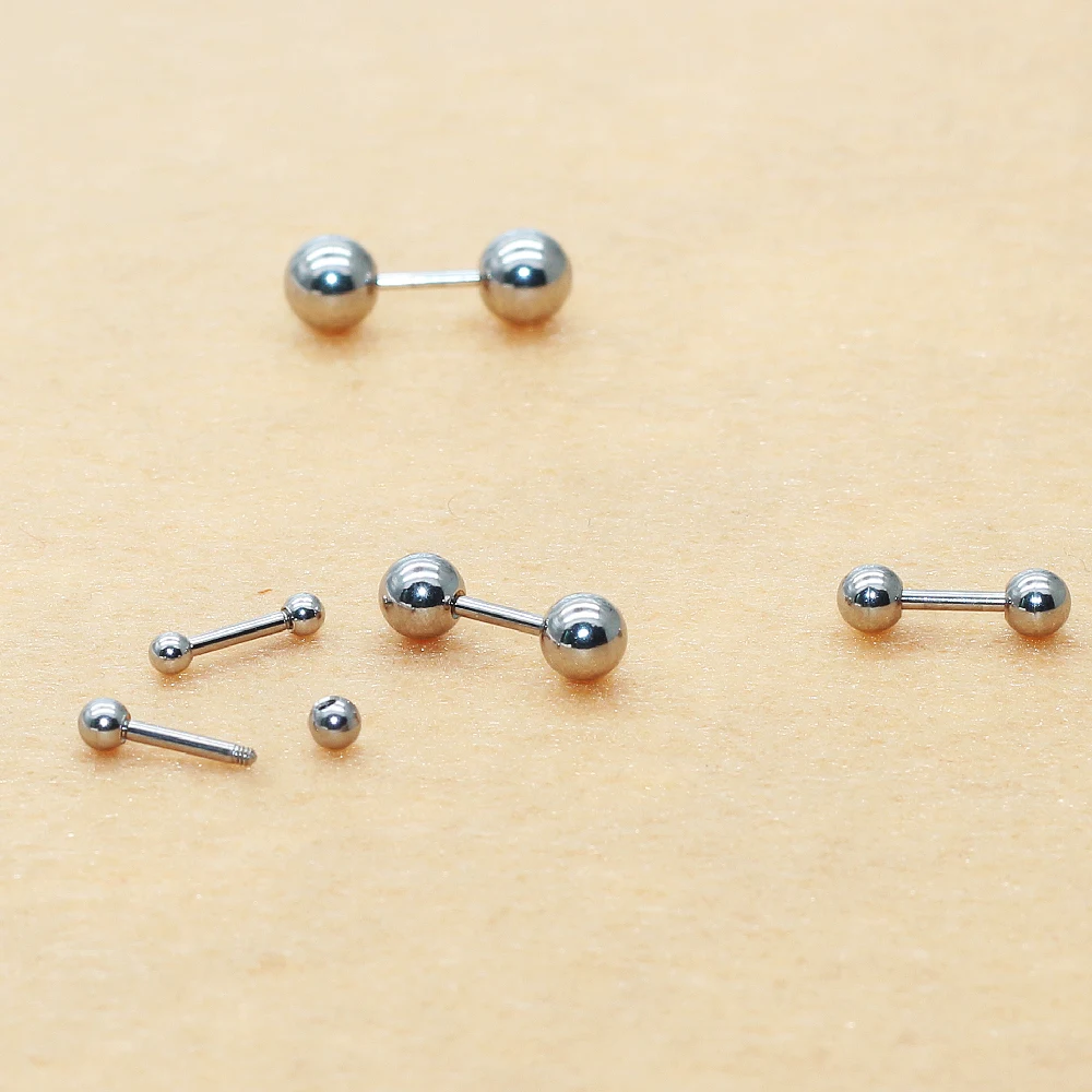 Unisex 1 Pair Round Balls Screw Stud Earrings 316 L Stainless Steel Never Fade Allergy Free