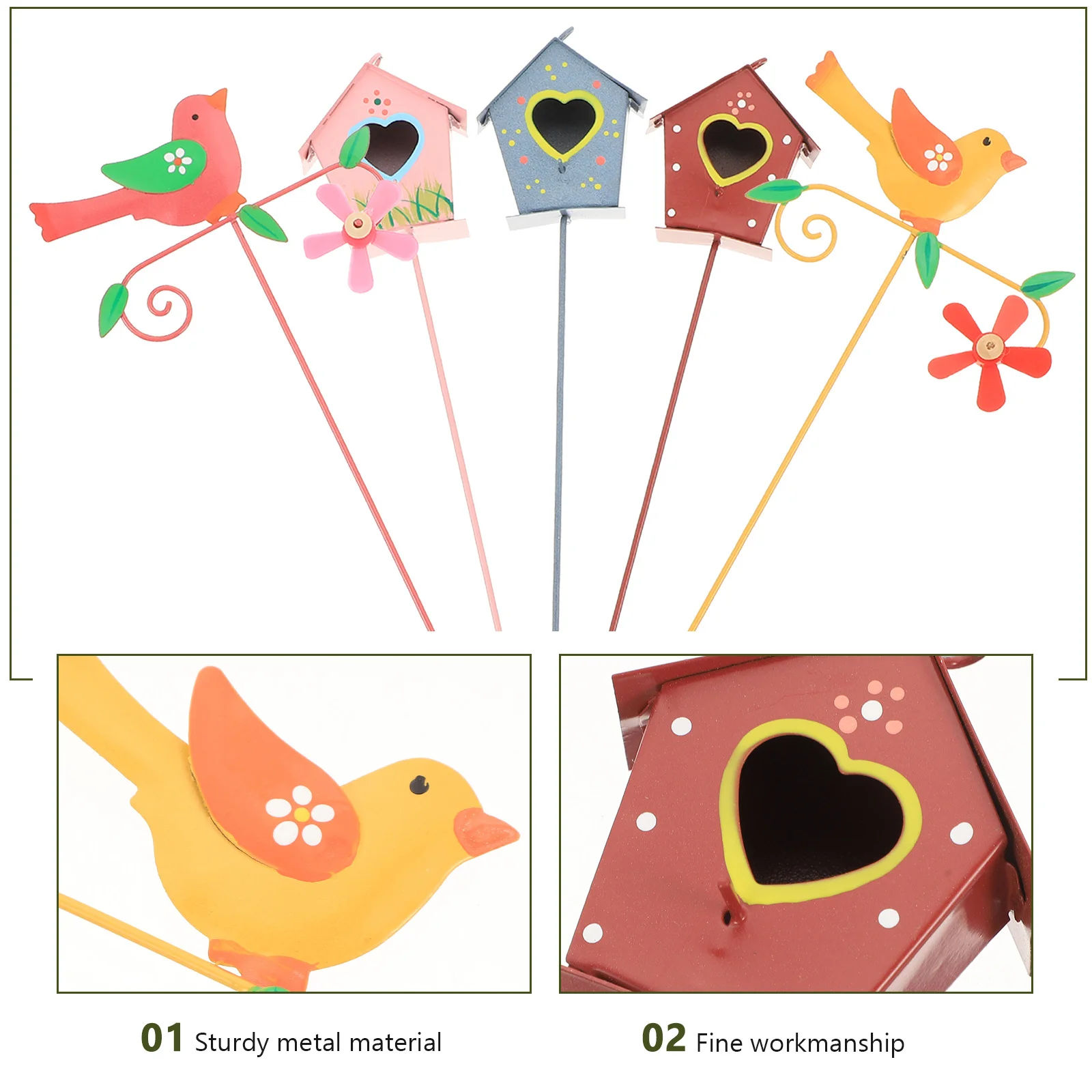 

5pcs Garden Stakes Metal Craft Decorative Sticks For Outdoor Yard Patio Lawn Flower Pot Decoration Landscaping Ornament