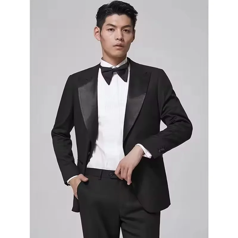 

Men's 2-piece formal suit, black slim fit suit, lapel sports jacket, party, dance, business, wedding, pants, men's clothing