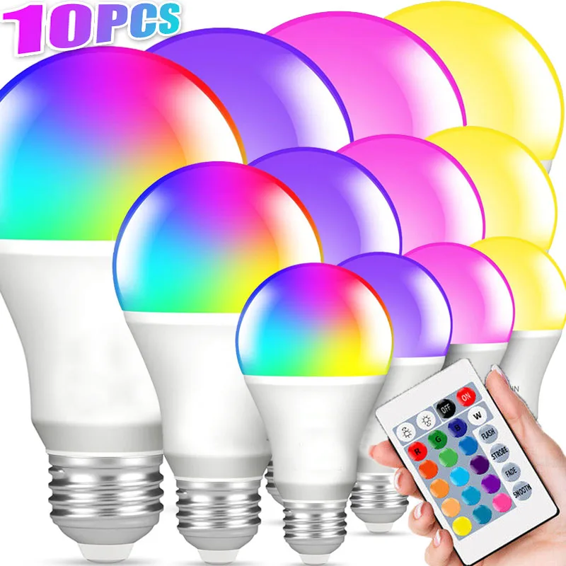 

16 Colors RGB Bulb LED E27 Multicolor Bulb Dimmable 24 Keys Remote Control Smart Lamp Home Festival Lighting Atmosphere Lights