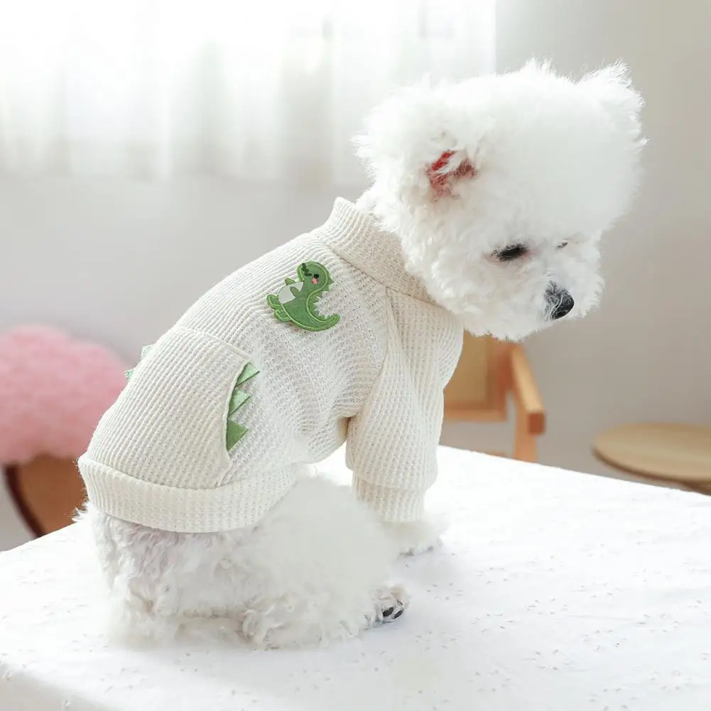 Easy to Take Off Pet Clothes Pet Clothes Adorable Dinosaur Pattern Pet T-shirt Comfortable Spring/summer Dog Cat Pullover