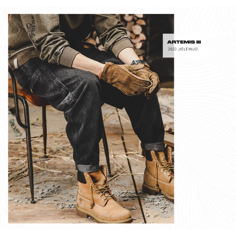 

Американские джинсы в стиле ретро, мужские осенние уличные модные брюки-карго, мужские свободные брюки больших размеров, прямые широкие брюки