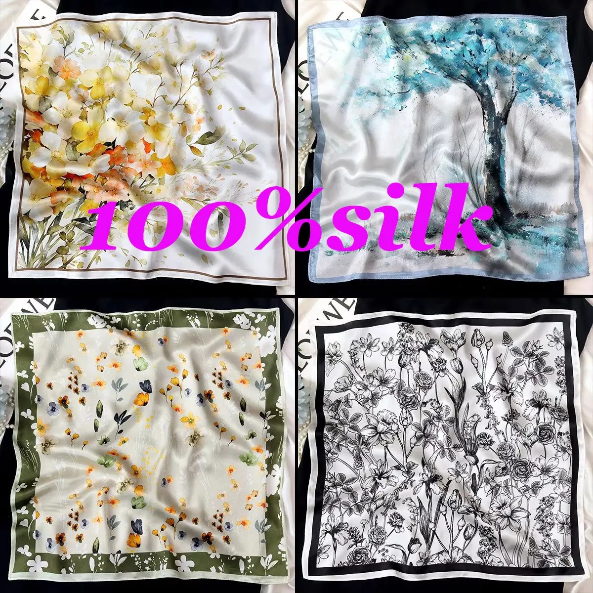 

Ханчжоу 100% натуральный шелковый шарф, женский платок, женская шаль, высокое качество, квадратный шейный платок, хиджаб, бандана, шарфы, шарф