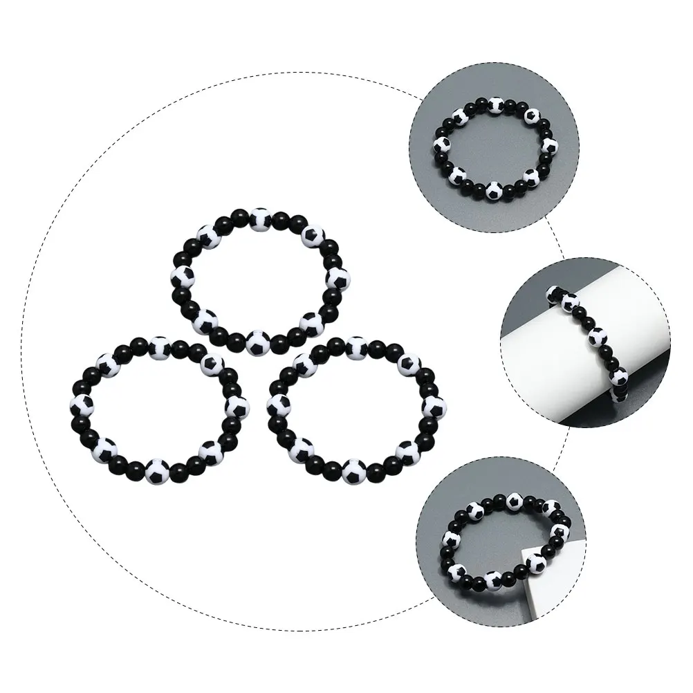 

3pcs Soccer Themed Ball Bracelets Adjustable Wear-Resistant Compact Wrist Accessories For Men Sports Fan Supplies