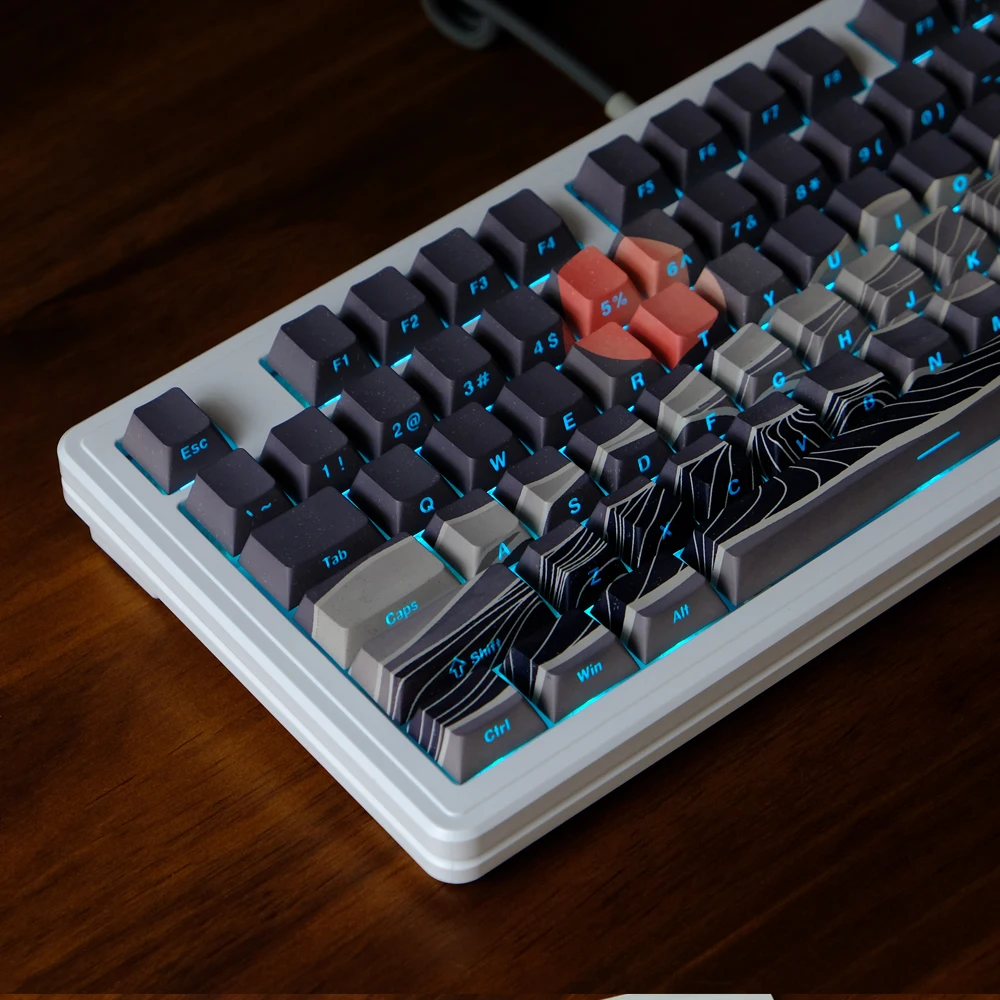 

1 Set Bright Moon Keycap Side Print Backlit Keyaps Cherry Profile PBT Double Shot Key Cap For MX Game Keyboard Access