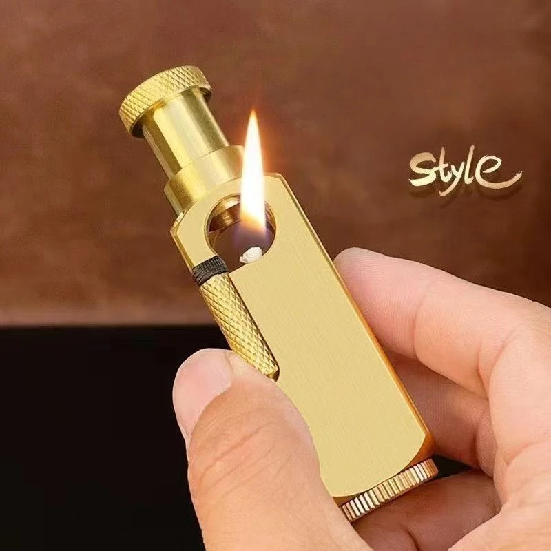 Heavy-duty Handmade Brass Kerosene Lighter Side-sliding Ignition Special-shaped Retro Lighter Collection Men's series lighters