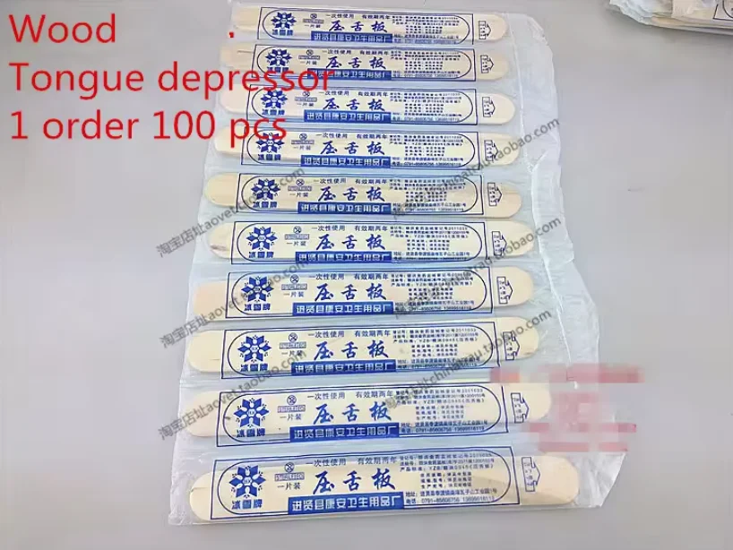 DIsposable Wooden scraper, stainless steel medical probe, tongue detector, oral examination slicing tools 20pcs pack