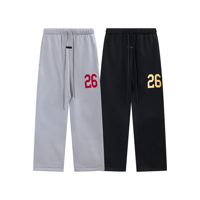 

Trendy Fce Lined Casual Pants Silicone Digital Print Straight Leg Streetwear Hip Hop Trousers for Men And Women