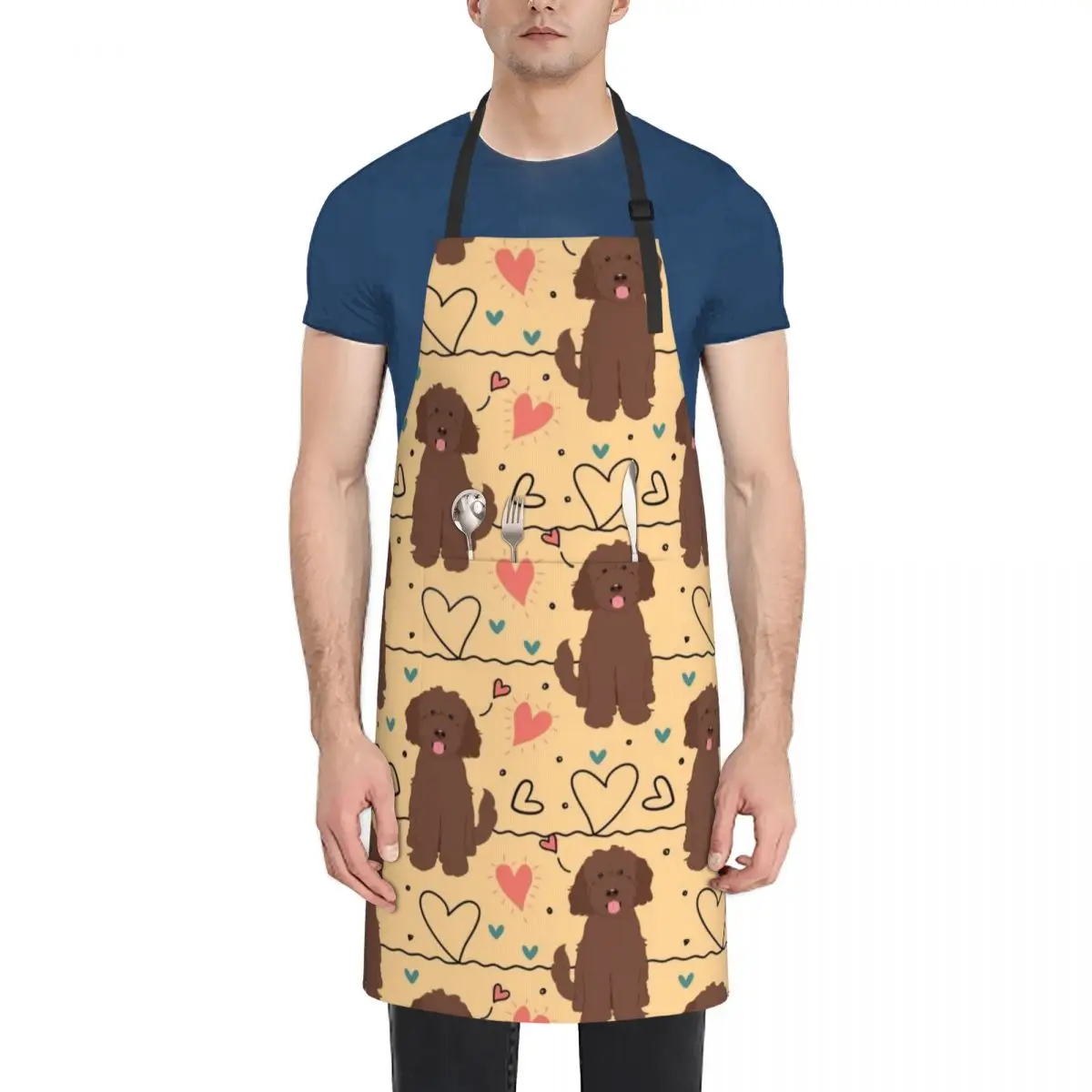 

LOVE Chocolate Brown Goldendoodle Dog Apron Funny household woman Apron