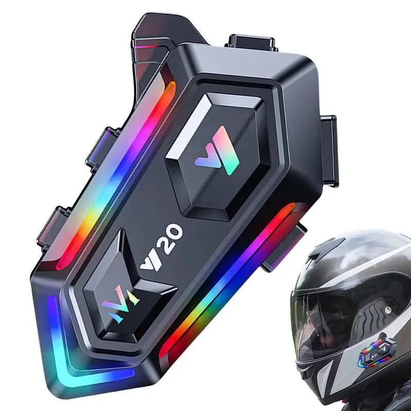 Wireless Headphones For Motorcycle RGB Light Motorcycle Sports Headset Noise Cancellation Auto Answer Waterproof Sports Headset