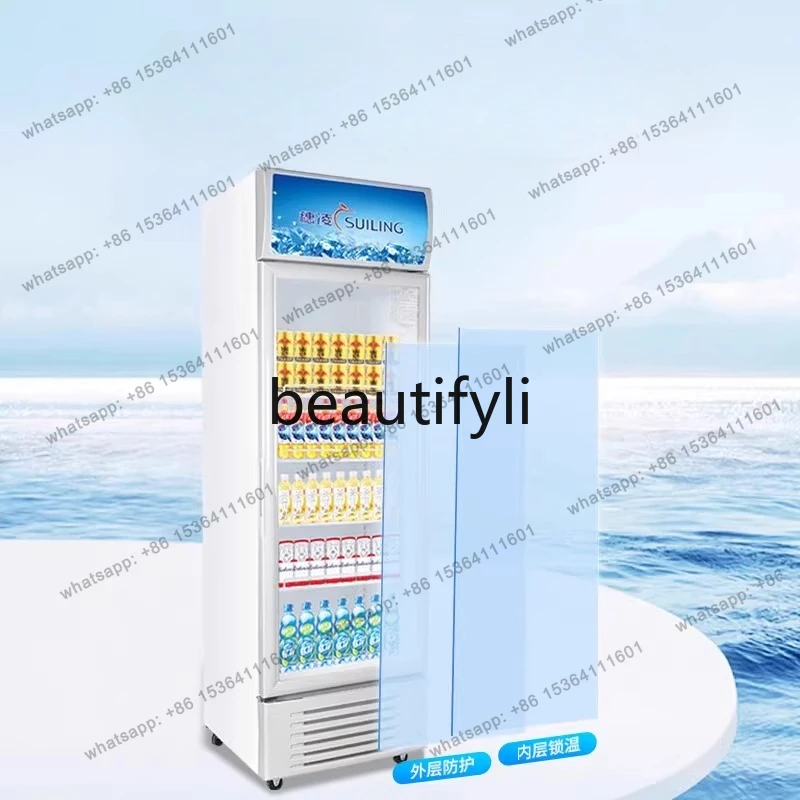 Display Cabinet Single Door Vertical Beverage Fruit Preservation Refrigerated Commercial Freezer Large Capacity Refrigerator