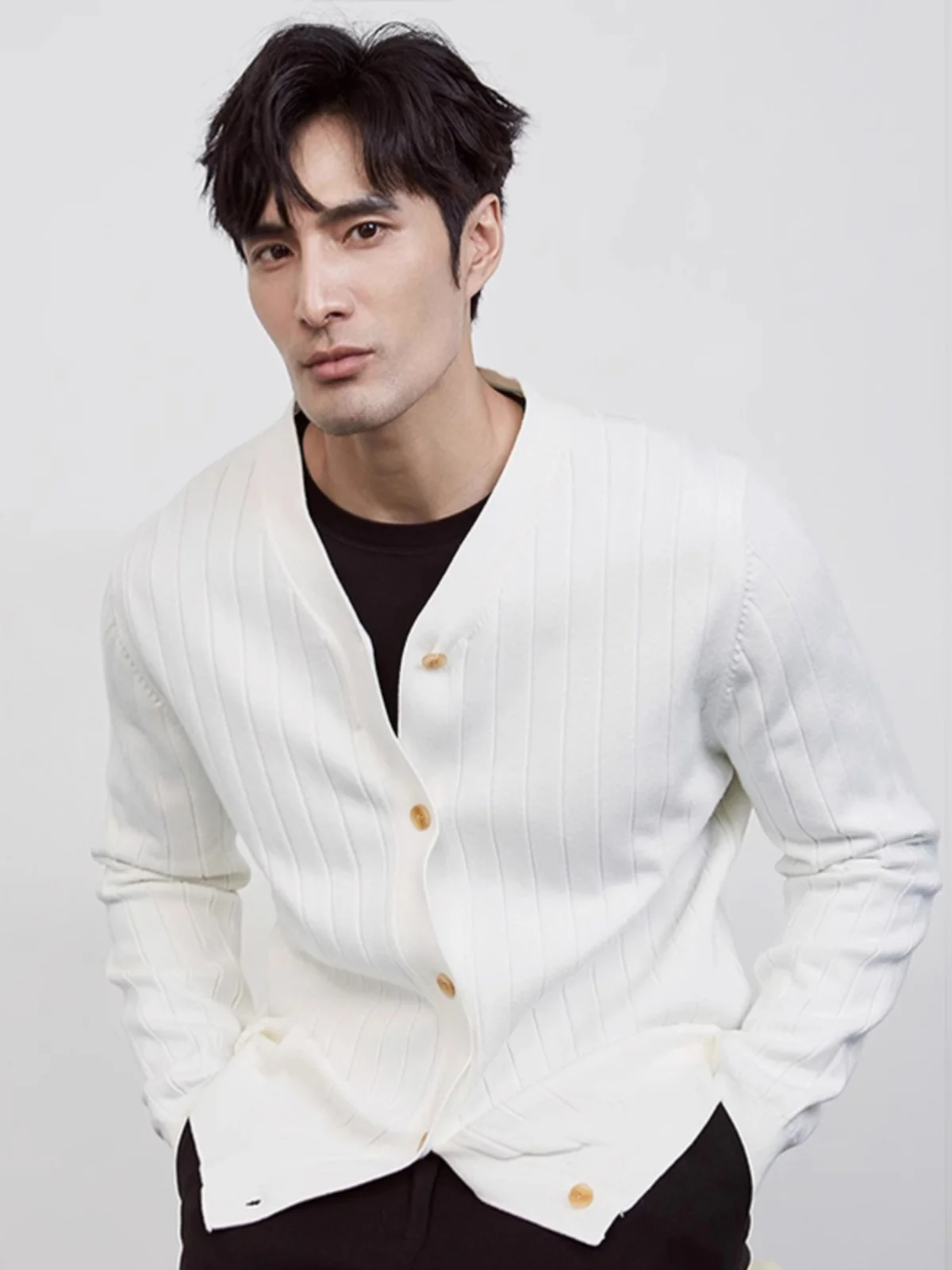 

Мужской вязаный кардиган Briti Sle V-Ne: повседневный свитер для бизнеса, осенне-зимняя молодежная верхняя одежда с длинным рукавом, однотонный, модный