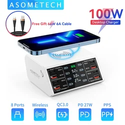 100W QC 3.0 USB Charger Wireless Charger Quick Charge PD USB C Charger Phone Accessories Fast Charger For iPhone 12 13 Xiaomi