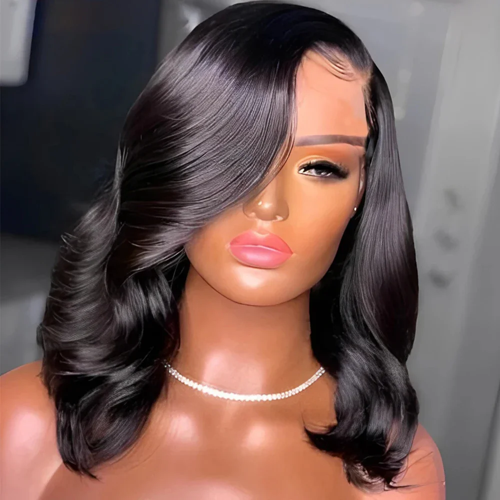 13x4 Straight Lace Front Short Bob Wigs Brazilian Remy Body Wave Human Hair 180% 4x4 Closure Short Bob Wig For Women PrePlucked