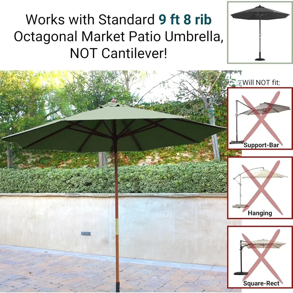9ft Market Patio Umbrella - 8 Ribs Replacement - UV Protective & Water Resistant - Premium Quality Canopy Cover.