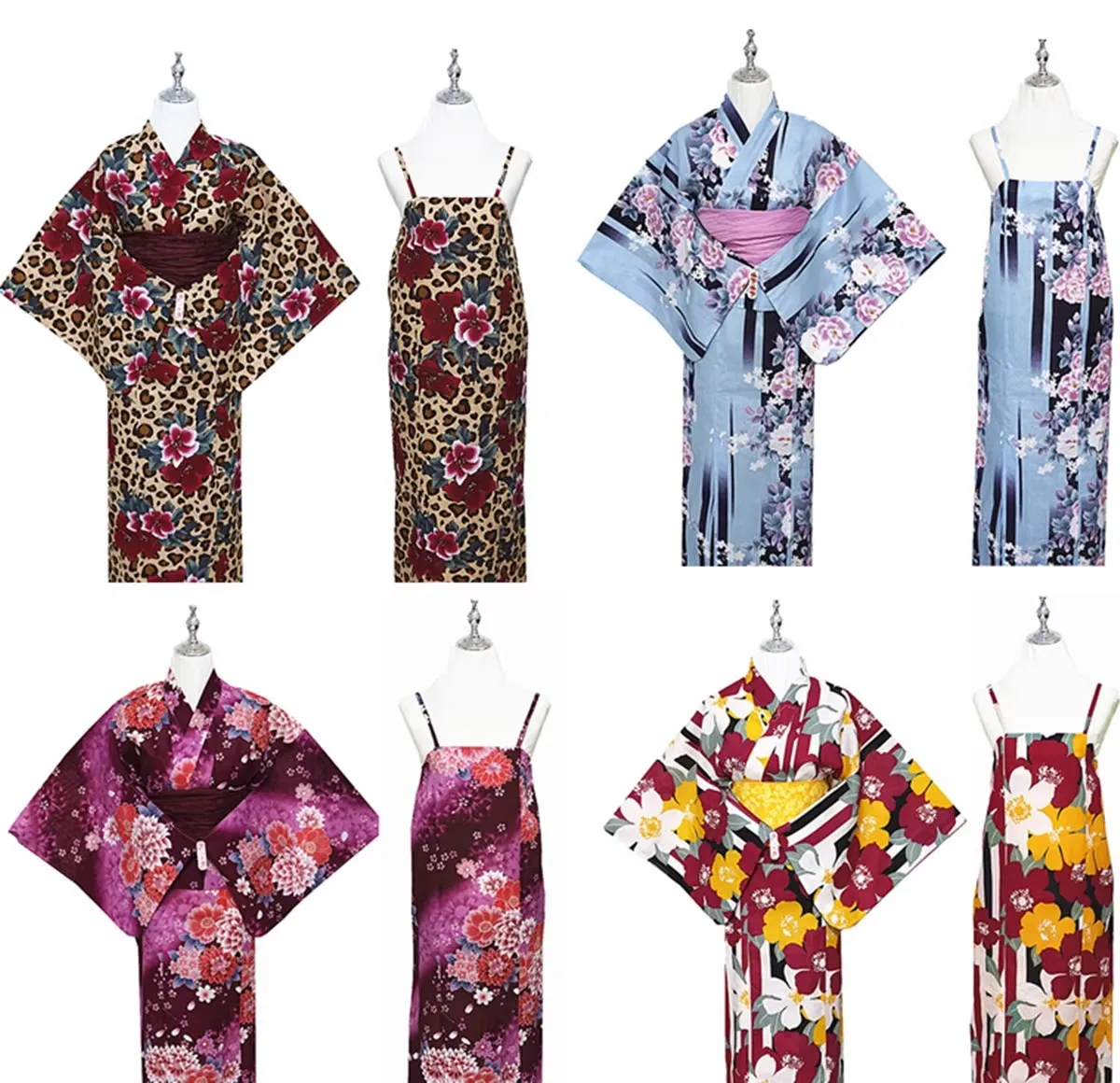 

Японский традиционный комплект юката из двух предметов — подлинное кимоно в стиле с платьем-бретелькой, новая коллекция из 100% хлопка