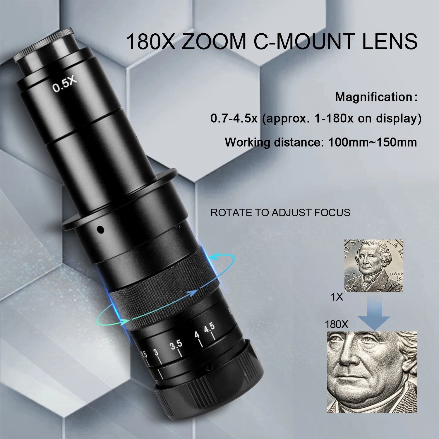YIZHAN 4K UHD Digital Electronic Microscope For Soldering, USB HDMI imx415 Senor Industrial Camera, 180x Parfocal Lens