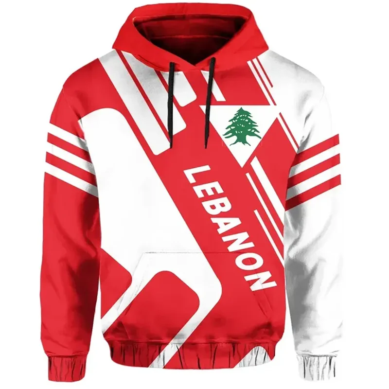 Peace And Love 3D Printed The Republic-of Lebanon Map Flag Hoodies Lebanon Tribal Emblem Graphic Hooded Sweatshirts Pullovers