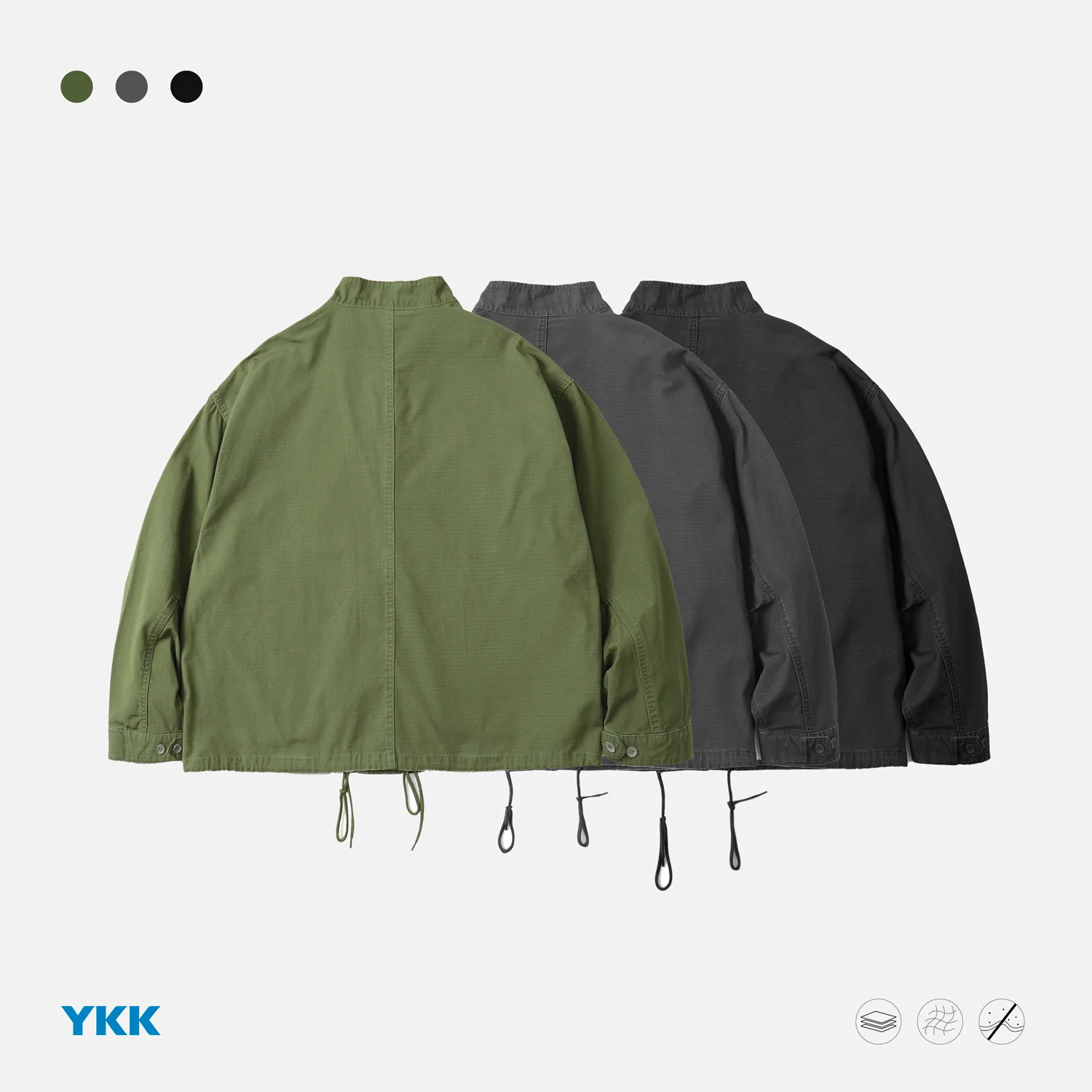 Men's Loose Fit Short Washed Jacket Tear Resistant Stand Collar Workwear Coat Youth Fashion Autumn Collection Chinese Brand