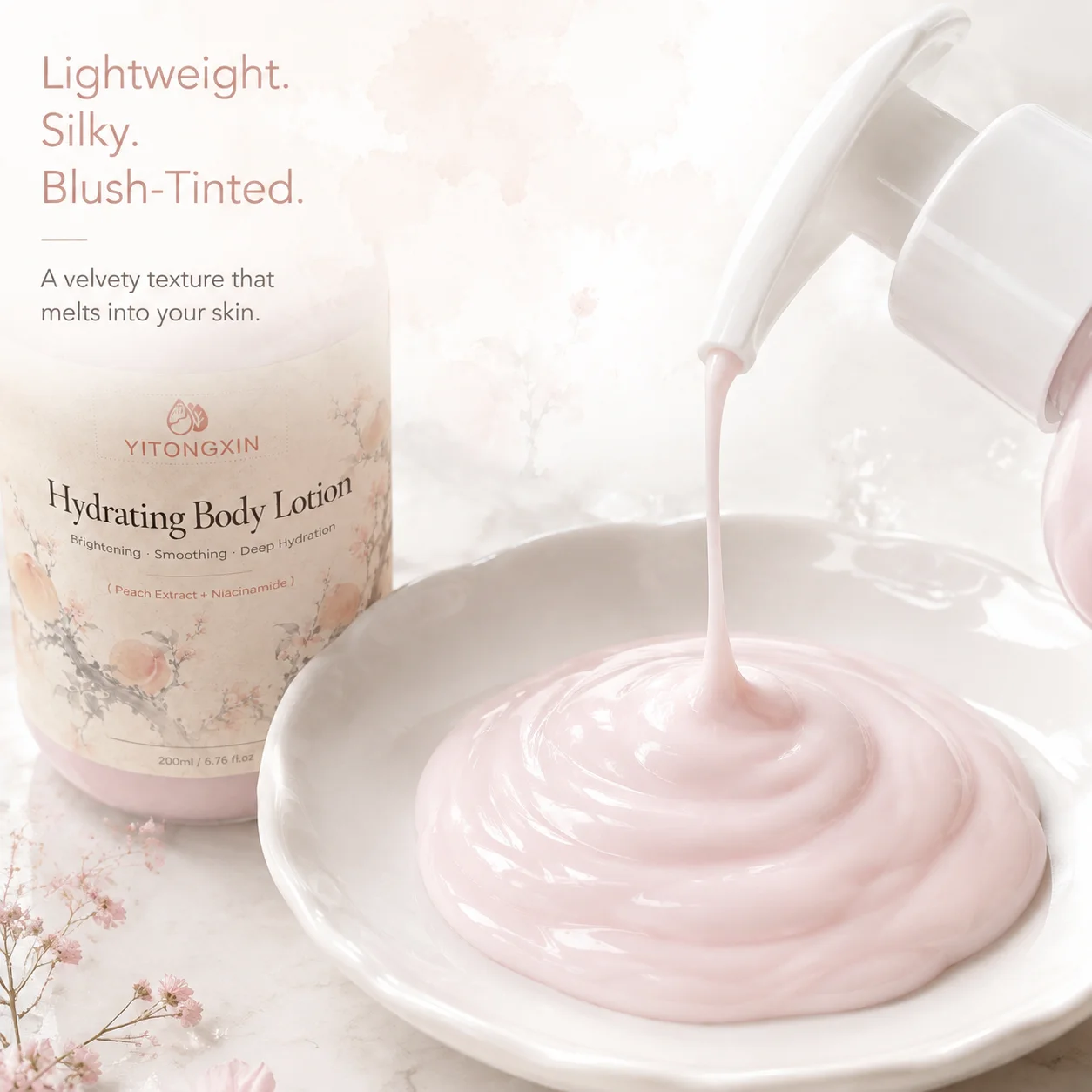 Deep Moisturizing Body Lotion, Peach Niacinamide, Softens Keratin, Brightens & Evens Skin Tone for Daily Home Bath