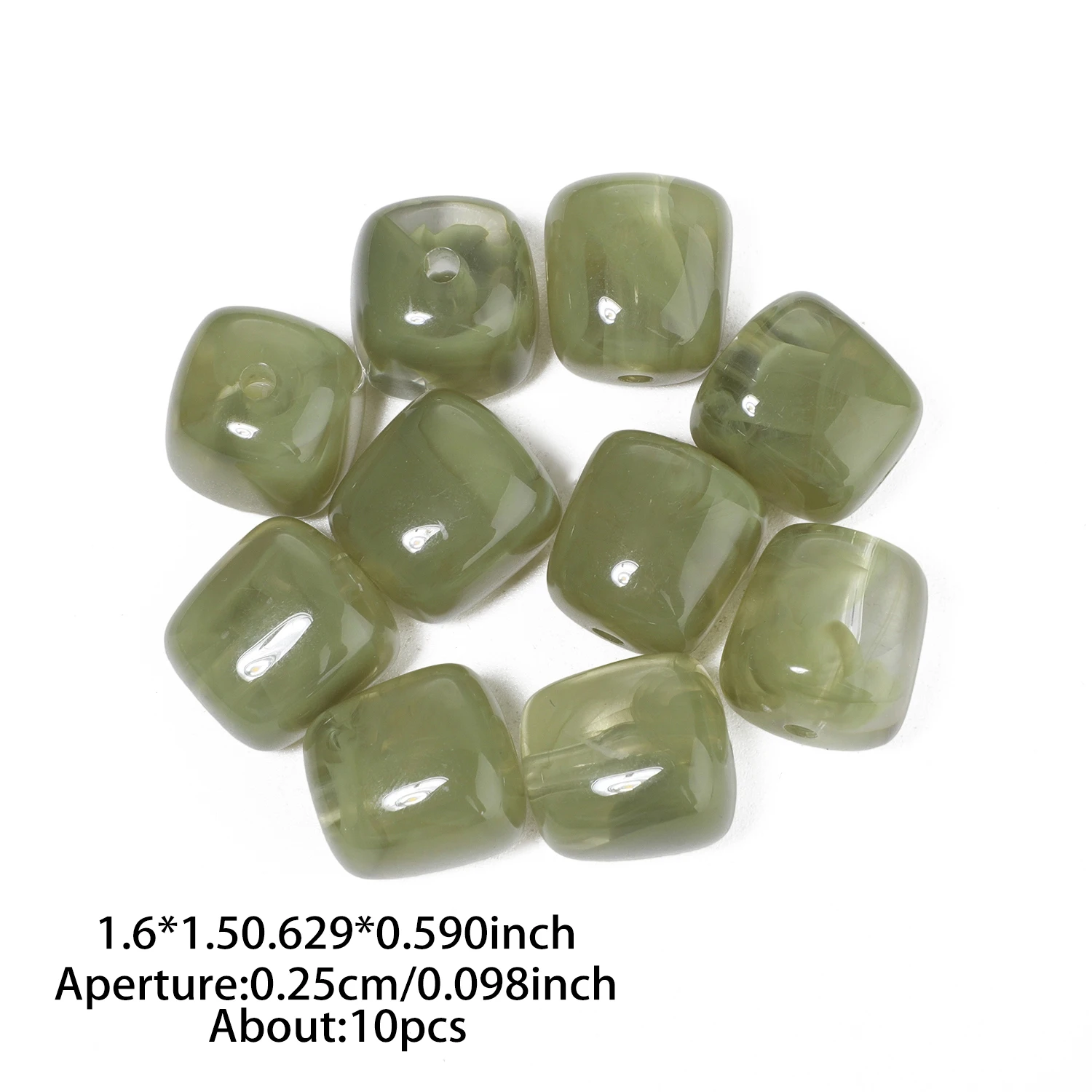 10 Stück quadratische, perforierte Acrylperlen, 16 x 15 mm, zweifarbig, lose Perlen zum Basteln von Schmuck, zum Beispiel für Halsketten und Armbänder. – Detail 7