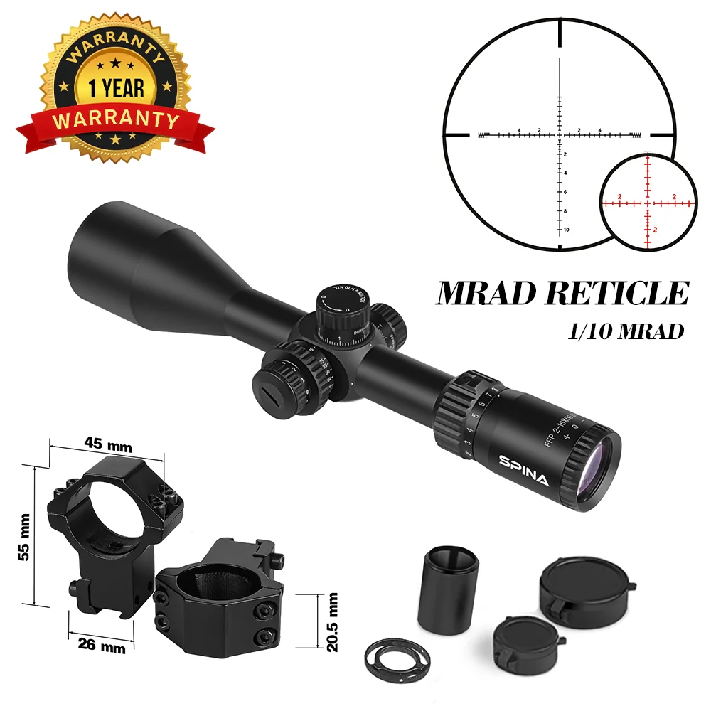 SPINA OPTICS FalconPoint 2-16x56 FFP Richtkijker 1/10MIL Zijdelingse parallax 10-200m Tactische jachtkijker PCP AR15 22LR .338 .556