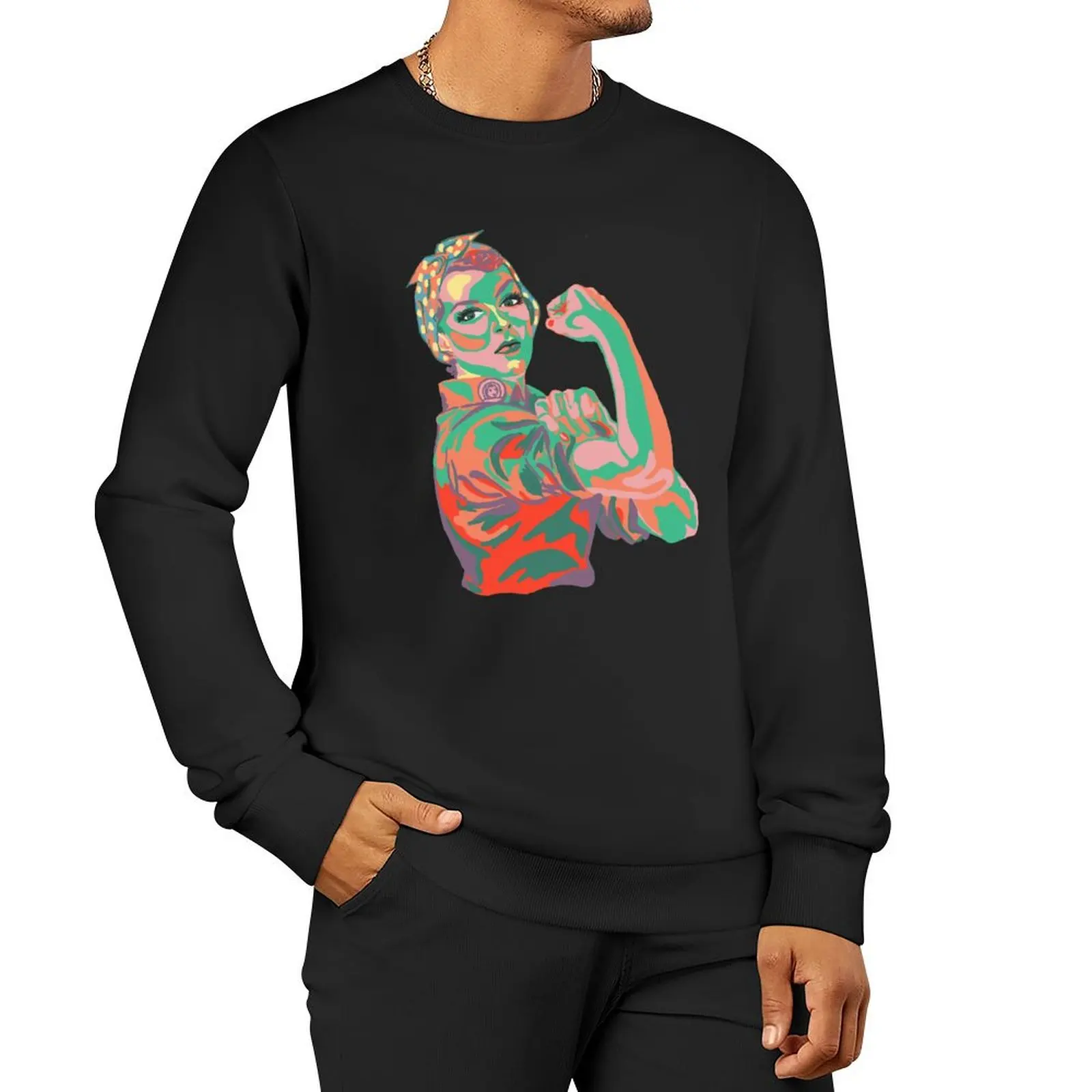 

Rosie The Riveter in 40s Colors Pullover Hoodie streetwear men korean autumn clothes autumn clothes tracksuit hooded sweatshirt