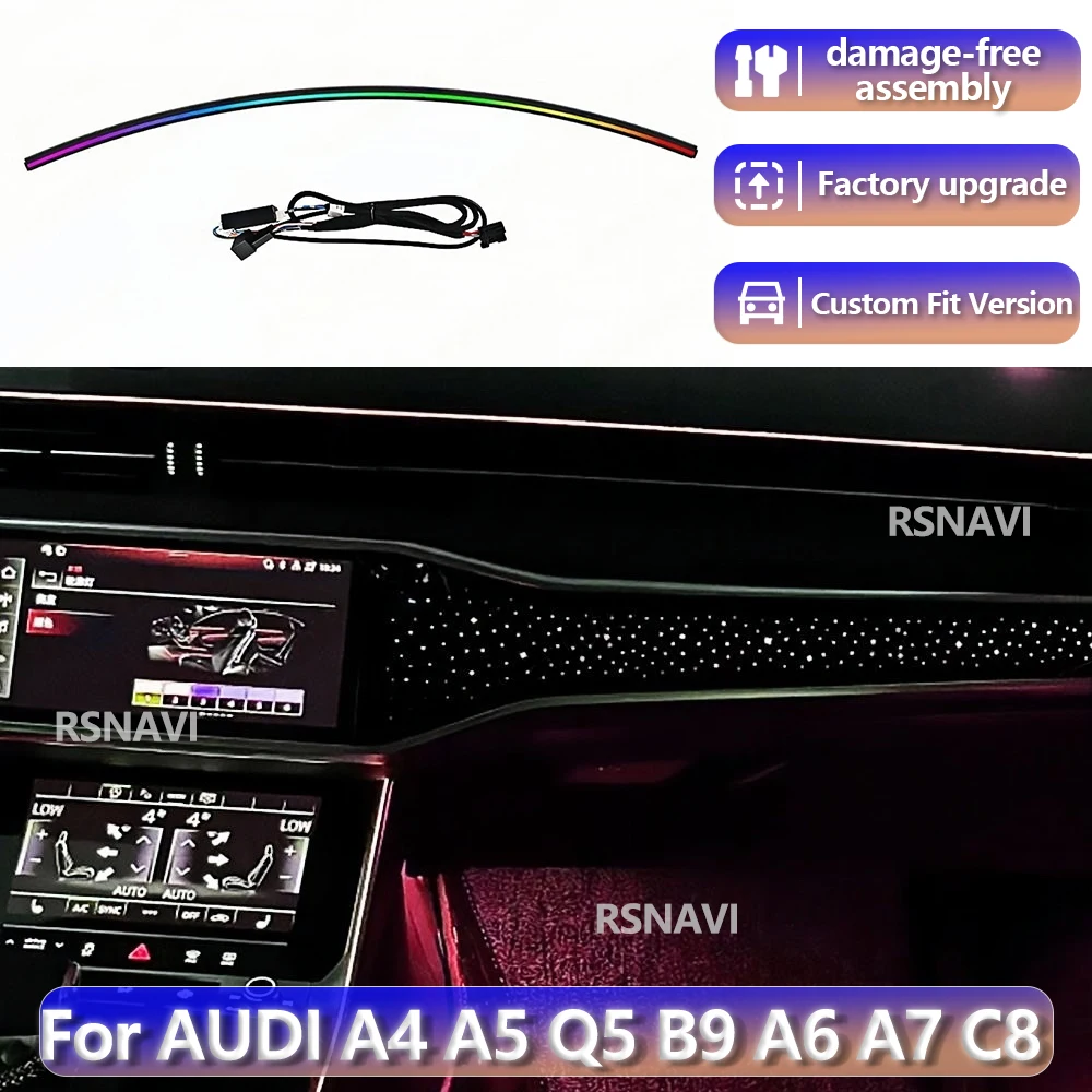 

RGB-подсветка для приборной панели Audi A4 A5 Q5 B9 A6 A7 C8 2016-2025, 32 цвета, светодиодная лампа для приборной панели автомобиля, управление через экран