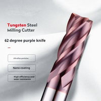 HRC62 Carbide End Mill Metal Steel  4 Flutes Tungsten Milling Cutter For Stainless steelCNC Finishing Machining Router End Mill