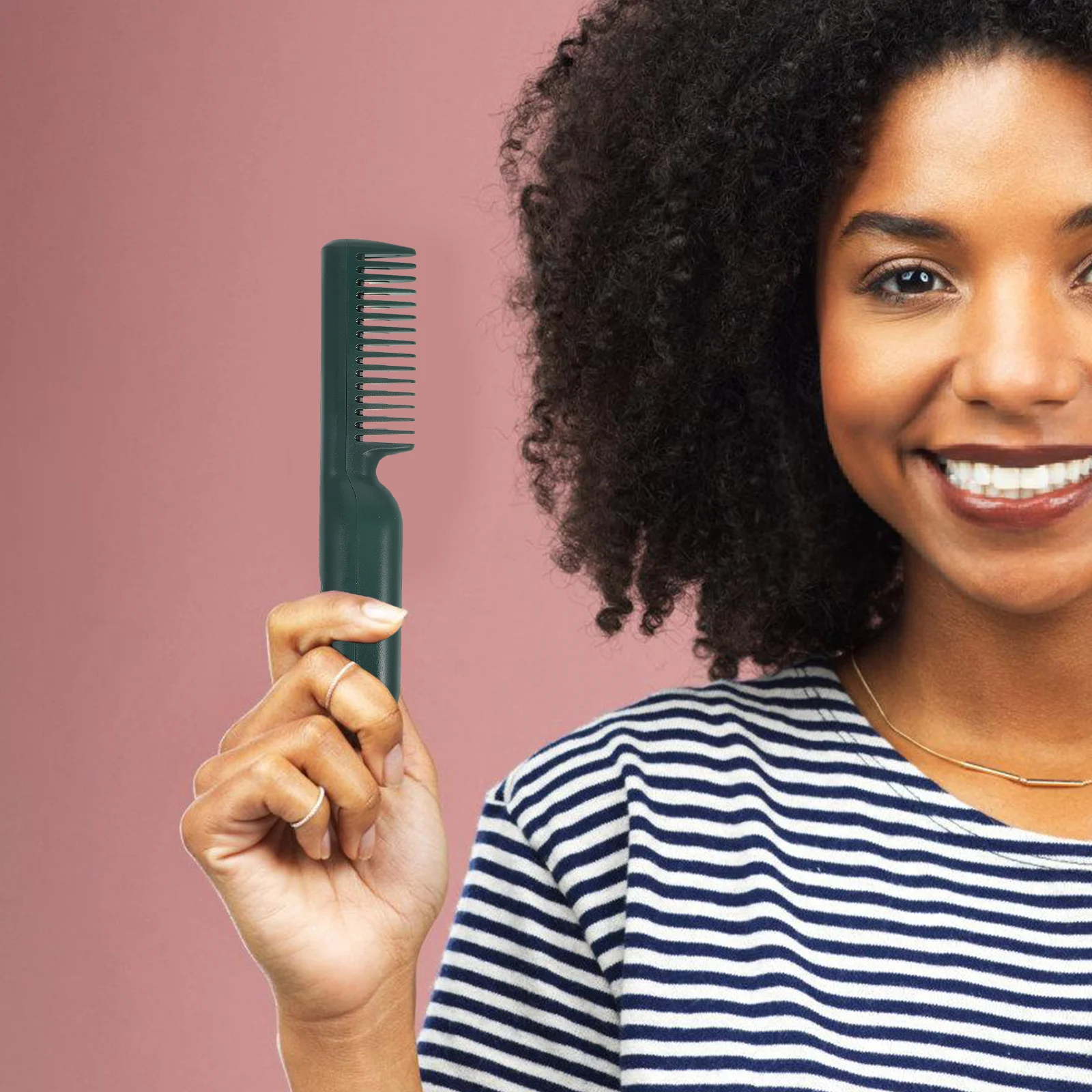 

Electric Hair Straightener Comb Fast Heating Portable Straightening Brush Styling Tool Smooth Silky Frizz-Free Hair