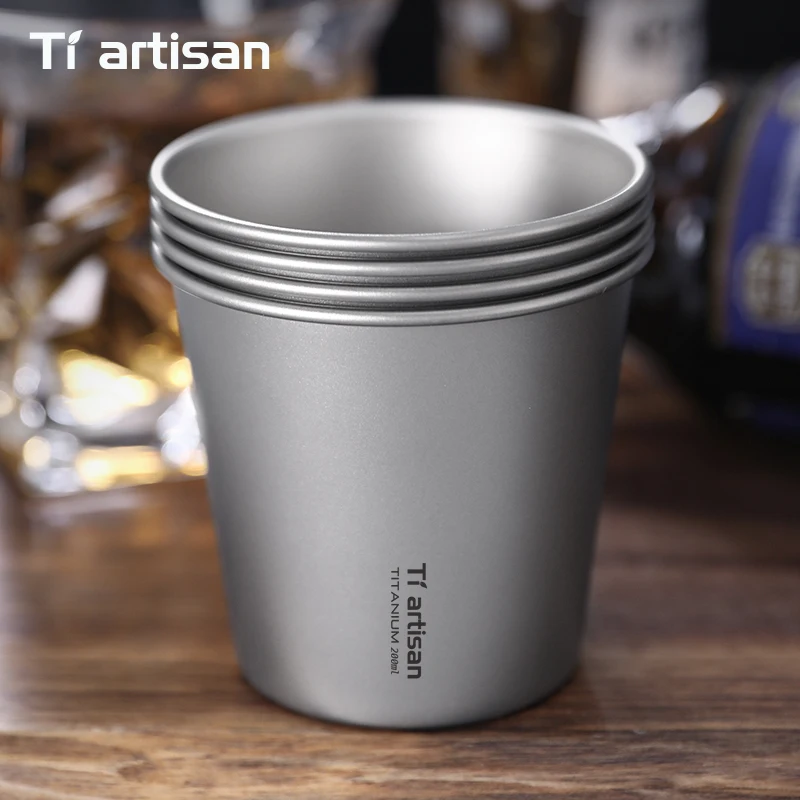Tiartisan 200 ml Reinem Titan Bier Tasse Einschichtige Ultraleicht Kaffee Becher Stapelbare Tragbare Outdoor Camping Drink Ausrüstung