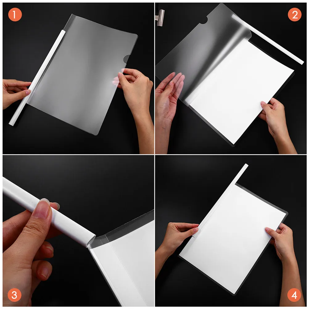 

20Pcs File Folder Transparent Sliding Bar Holder Lock A4 Document Holder Folder Paper Organizer Office School Report Display