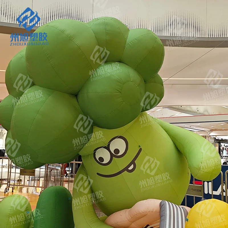 Green inflatable broccoli vegetable cartoon doll guitar player for vegetable fruit theme activity decoration