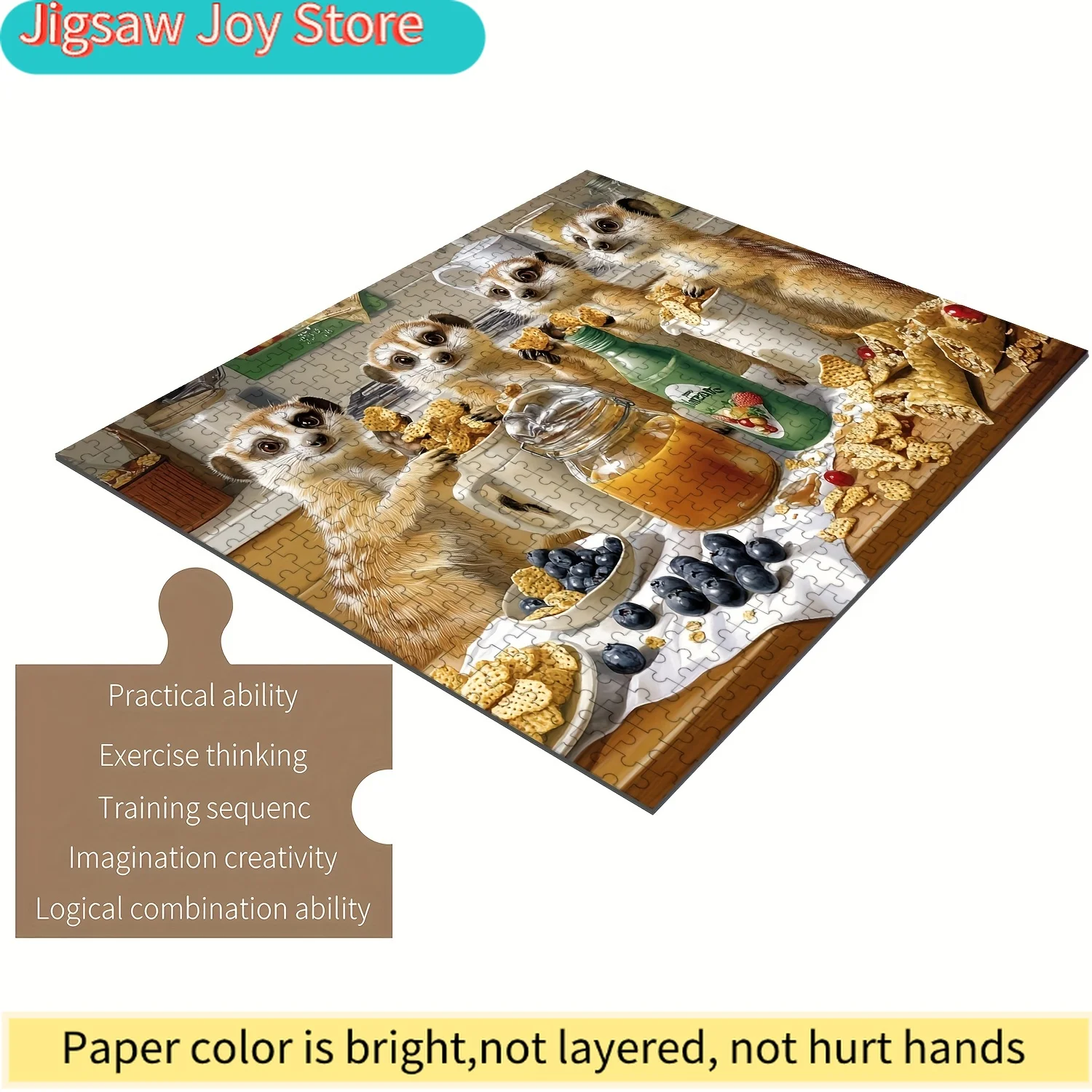 

Meerkat Breakfast Patrol Jigsaw Puzzle - Large Intermediate Challenge with Vibrant Colors, Portable & Anti-Scratch Design - B